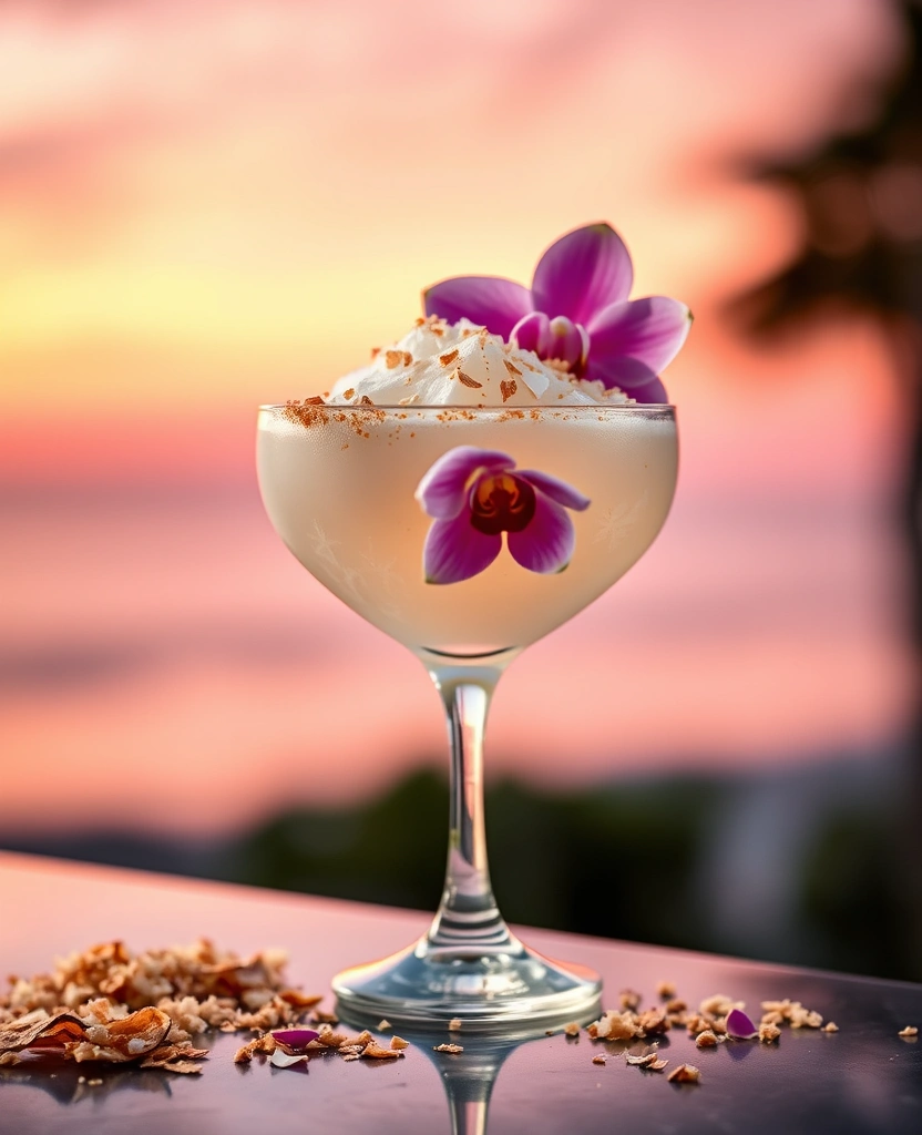 Coconut Daiquiri with toasted coconut garnish